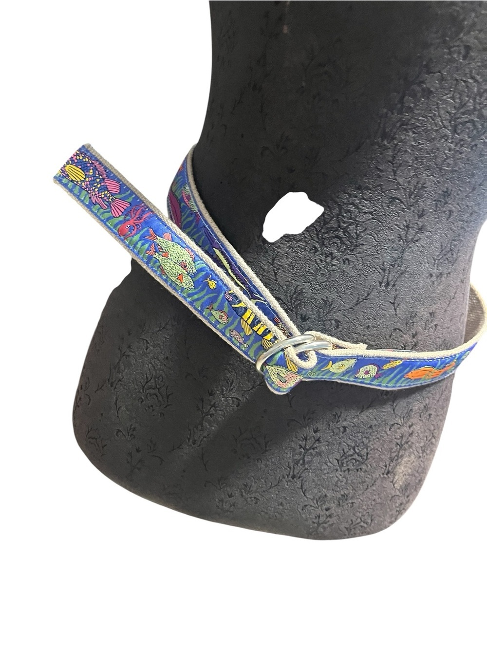 The Belted Cow Yarmouth Maine Fish Ribbon Canvas Belt Medium